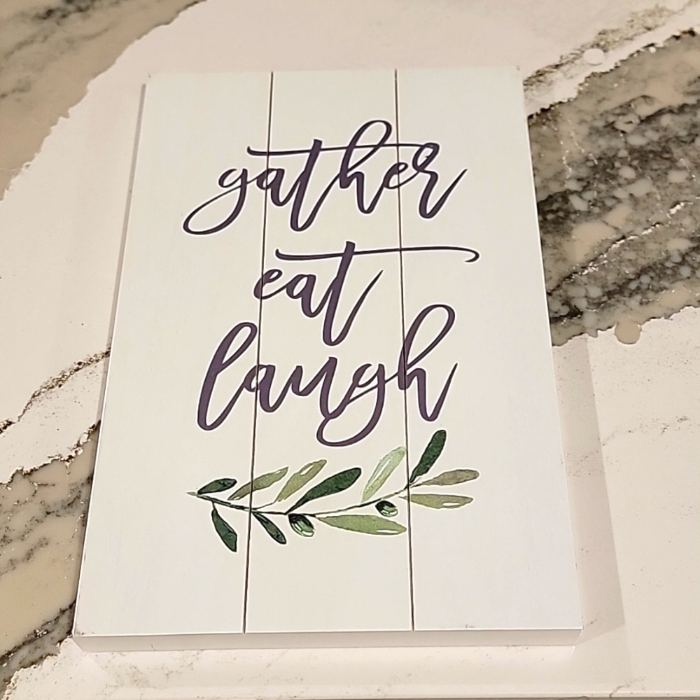 Gather, eat, laugh wall decor
